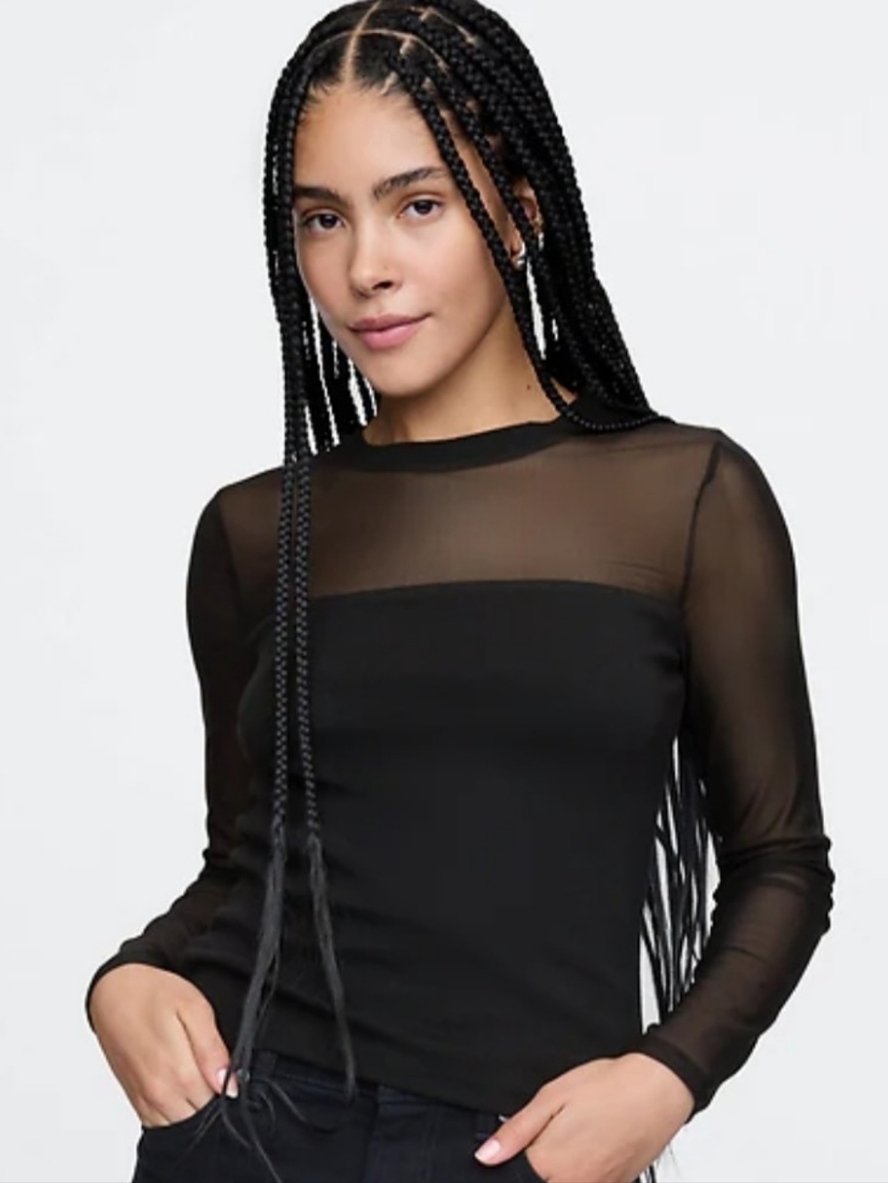 GAP Modern Mockneck Mesh Top 🖤 Black 🖤 Size Small